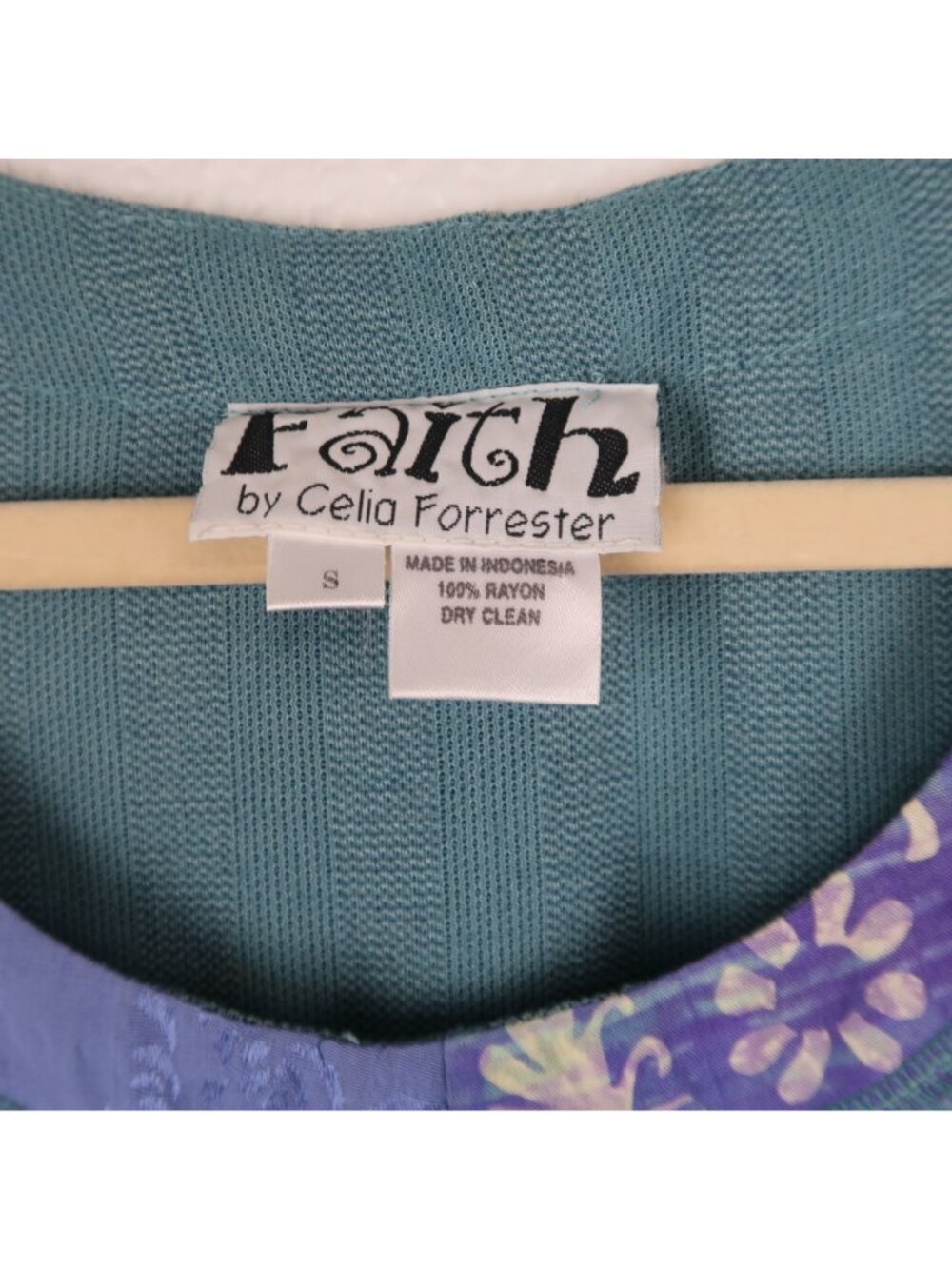 Faith By Celia Forrester S Teal Sleeveless Top Vintage Y2K Art To Wear Boho - Picture 3 of 5